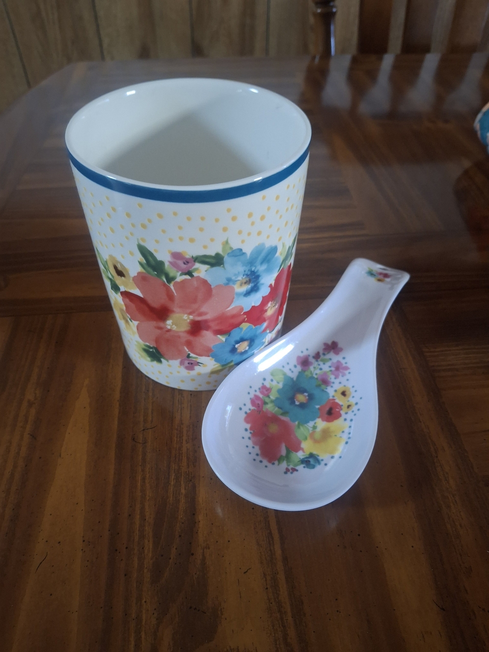 Pioneer Woman Utensil Holder and Melamine Spoon Rest - Multicolor - Picture 3 of 4